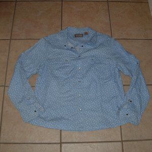 LIKE NEW Blue Floral Sz Large Casual Wear Snap Up Cotton Long Sleeve Shirt